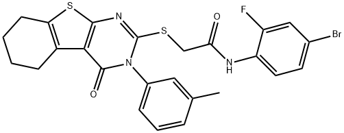 N-(4-bromo-2-fluorophenyl)-2-{[3-(3-methylphenyl)-4-oxo-3,4,5,6,7,8-hexahydro[1]benzothieno[2,3-d]pyrimidin-2-yl]sulfanyl}acetamide Struktur