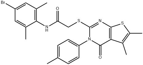 N-(4-bromo-2,6-dimethylphenyl)-2-{[5,6-dimethyl-3-(4-methylphenyl)-4-oxo-3,4-dihydrothieno[2,3-d]pyrimidin-2-yl]sulfanyl}acetamide Struktur