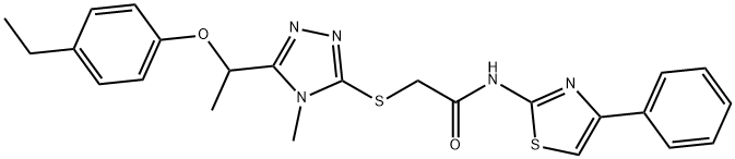 2-({5-[1-(4-ethylphenoxy)ethyl]-4-methyl-4H-1,2,4-triazol-3-yl}sulfanyl)-N-(4-phenyl-1,3-thiazol-2-yl)acetamide Struktur