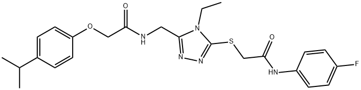 2-{[4-ethyl-5-({[(4-isopropylphenoxy)acetyl]amino}methyl)-4H-1,2,4-triazol-3-yl]sulfanyl}-N-(4-fluorophenyl)acetamide Struktur