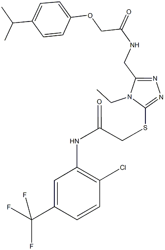 N-[2-chloro-5-(trifluoromethyl)phenyl]-2-{[4-ethyl-5-({[(4-isopropylphenoxy)acetyl]amino}methyl)-4H-1,2,4-triazol-3-yl]sulfanyl}acetamide Struktur