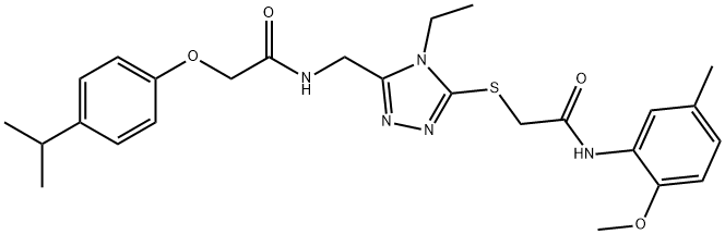 2-{[4-ethyl-5-({[(4-isopropylphenoxy)acetyl]amino}methyl)-4H-1,2,4-triazol-3-yl]sulfanyl}-N-(2-methoxy-5-methylphenyl)acetamide Struktur