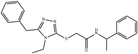 2-[(5-benzyl-4-ethyl-4H-1,2,4-triazol-3-yl)sulfanyl]-N-(1-phenylethyl)acetamide Struktur