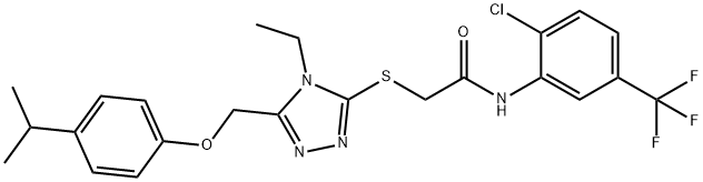 N-[2-chloro-5-(trifluoromethyl)phenyl]-2-({4-ethyl-5-[(4-isopropylphenoxy)methyl]-4H-1,2,4-triazol-3-yl}sulfanyl)acetamide Struktur