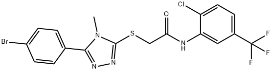 2-{[5-(4-bromophenyl)-4-methyl-4H-1,2,4-triazol-3-yl]sulfanyl}-N-[2-chloro-5-(trifluoromethyl)phenyl]acetamide Struktur