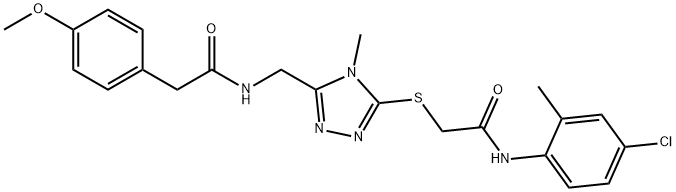 N-[(5-{[2-(4-chloro-2-methylanilino)-2-oxoethyl]sulfanyl}-4-methyl-4H-1,2,4-triazol-3-yl)methyl]-2-(4-methoxyphenyl)acetamide Struktur