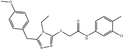 N-(3-chloro-4-methylphenyl)-2-{[4-ethyl-5-(4-methoxybenzyl)-4H-1,2,4-triazol-3-yl]sulfanyl}acetamide Struktur