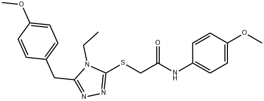 2-{[4-ethyl-5-(4-methoxybenzyl)-4H-1,2,4-triazol-3-yl]sulfanyl}-N-(4-methoxyphenyl)acetamide Struktur