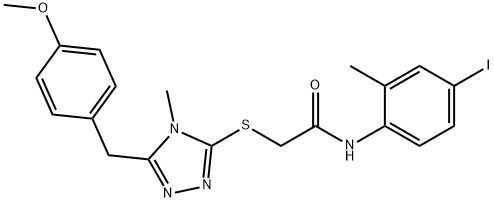 N-(4-iodo-2-methylphenyl)-2-{[5-(4-methoxybenzyl)-4-methyl-4H-1,2,4-triazol-3-yl]sulfanyl}acetamide Struktur