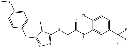 N-[2-chloro-5-(trifluoromethyl)phenyl]-2-{[5-(4-methoxybenzyl)-4-methyl-4H-1,2,4-triazol-3-yl]sulfanyl}acetamide Struktur