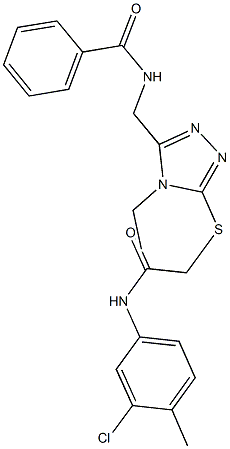 N-[(5-{[2-(3-chloro-4-methylanilino)-2-oxoethyl]sulfanyl}-4-ethyl-4H-1,2,4-triazol-3-yl)methyl]benzamide Struktur