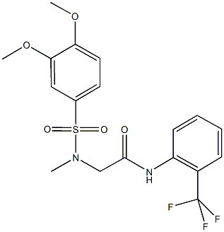 2-[[(3,4-dimethoxyphenyl)sulfonyl](methyl)amino]-N-[2-(trifluoromethyl)phenyl]acetamide Struktur