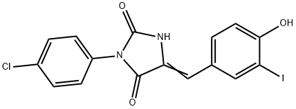 3-(4-chlorophenyl)-5-(4-hydroxy-3-iodobenzylidene)-2,4-imidazolidinedione Struktur