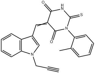 1-(2-methylphenyl)-5-{[1-(2-propynyl)-1H-indol-3-yl]methylene}-2-thioxodihydro-4,6(1H,5H)-pyrimidinedione Struktur