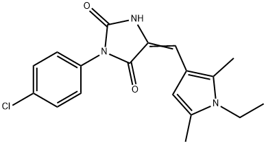 3-(4-chlorophenyl)-5-[(1-ethyl-2,5-dimethyl-1H-pyrrol-3-yl)methylene]-2,4-imidazolidinedione Struktur