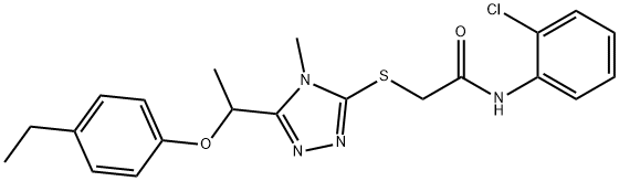 N-(2-chlorophenyl)-2-({5-[1-(4-ethylphenoxy)ethyl]-4-methyl-4H-1,2,4-triazol-3-yl}sulfanyl)acetamide Struktur