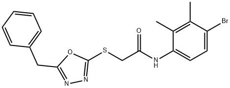 2-[(5-benzyl-1,3,4-oxadiazol-2-yl)sulfanyl]-N-(4-bromo-2,3-dimethylphenyl)acetamide Struktur