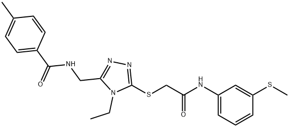 N-{[4-ethyl-5-({2-[3-(methylsulfanyl)anilino]-2-oxoethyl}sulfanyl)-4H-1,2,4-triazol-3-yl]methyl}-4-methylbenzamide Struktur