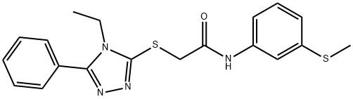 2-[(4-ethyl-5-phenyl-4H-1,2,4-triazol-3-yl)sulfanyl]-N-[3-(methylsulfanyl)phenyl]acetamide Struktur