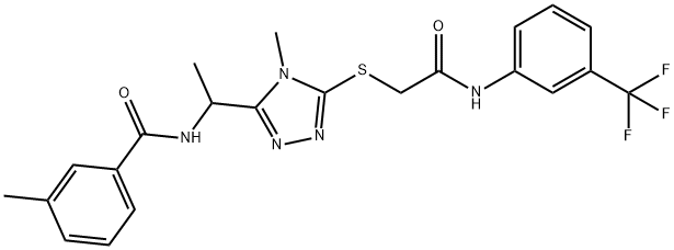 3-methyl-N-{1-[4-methyl-5-({2-oxo-2-[3-(trifluoromethyl)anilino]ethyl}sulfanyl)-4H-1,2,4-triazol-3-yl]ethyl}benzamide Struktur