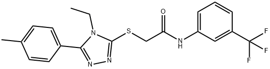 2-{[4-ethyl-5-(4-methylphenyl)-4H-1,2,4-triazol-3-yl]sulfanyl}-N-[3-(trifluoromethyl)phenyl]acetamide Struktur