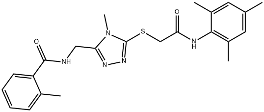 N-[(5-{[2-(mesitylamino)-2-oxoethyl]sulfanyl}-4-methyl-4H-1,2,4-triazol-3-yl)methyl]-2-methylbenzamide Struktur