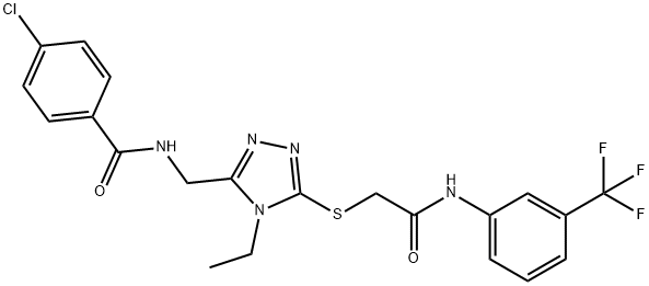 4-chloro-N-{[4-ethyl-5-({2-oxo-2-[3-(trifluoromethyl)anilino]ethyl}sulfanyl)-4H-1,2,4-triazol-3-yl]methyl}benzamide Struktur