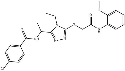 4-chloro-N-[1-(4-ethyl-5-{[2-(2-methoxyanilino)-2-oxoethyl]sulfanyl}-4H-1,2,4-triazol-3-yl)ethyl]benzamide Struktur