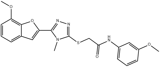 2-{[5-(7-methoxy-1-benzofuran-2-yl)-4-methyl-4H-1,2,4-triazol-3-yl]sulfanyl}-N-(3-methoxyphenyl)acetamide Struktur