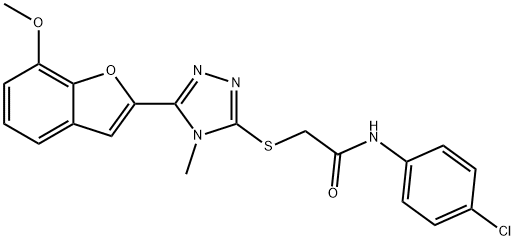 N-(4-chlorophenyl)-2-{[5-(7-methoxy-1-benzofuran-2-yl)-4-methyl-4H-1,2,4-triazol-3-yl]sulfanyl}acetamide Struktur