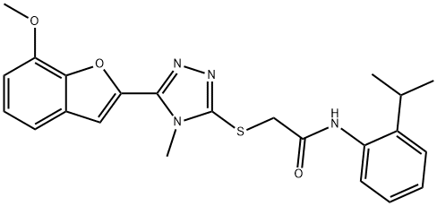 N-(2-isopropylphenyl)-2-{[5-(7-methoxy-1-benzofuran-2-yl)-4-methyl-4H-1,2,4-triazol-3-yl]sulfanyl}acetamide Struktur