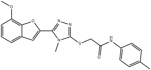 2-{[5-(7-methoxy-1-benzofuran-2-yl)-4-methyl-4H-1,2,4-triazol-3-yl]sulfanyl}-N-(4-methylphenyl)acetamide Struktur