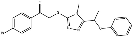 1-(4-bromophenyl)-2-{[4-methyl-5-(1-phenoxyethyl)-4H-1,2,4-triazol-3-yl]sulfanyl}ethanone Struktur