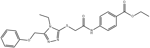 ethyl 4-[({[4-ethyl-5-(phenoxymethyl)-4H-1,2,4-triazol-3-yl]sulfanyl}acetyl)amino]benzoate Struktur