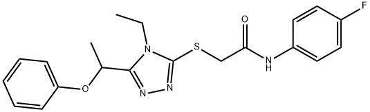 2-{[4-ethyl-5-(1-phenoxyethyl)-4H-1,2,4-triazol-3-yl]sulfanyl}-N-(4-fluorophenyl)acetamide Struktur