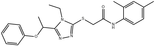 N-(2,4-dimethylphenyl)-2-{[4-ethyl-5-(1-phenoxyethyl)-4H-1,2,4-triazol-3-yl]sulfanyl}acetamide Struktur