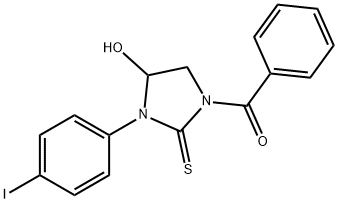 1-benzoyl-4-hydroxy-3-(4-iodophenyl)-2-imidazolidinethione Struktur