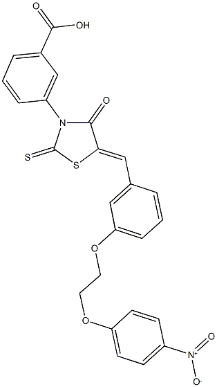 3-{5-[3-(2-{4-nitrophenoxy}ethoxy)benzylidene]-4-oxo-2-thioxo-1,3-thiazolidin-3-yl}benzoic acid Struktur