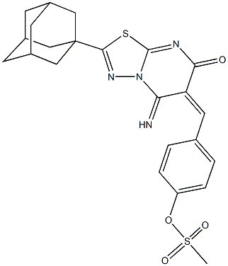 4-[(2-(1-adamantyl)-5-imino-7-oxo-5H-[1,3,4]thiadiazolo[3,2-a]pyrimidin-6(7H)-ylidene)methyl]phenyl methanesulfonate Struktur