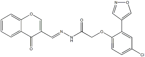 2-[4-chloro-2-(4-isoxazolyl)phenoxy]-N'-[(4-oxo-4H-chromen-3-yl)methylene]acetohydrazide Struktur