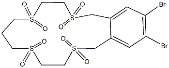 15,16-dibromo-1,3,4,7,8,10,11,13-octahydro-6H-2,5,9,12-benzotetrathiacyclopentadecine 2,2,5,5,9,9,12,12-octaoxide Struktur