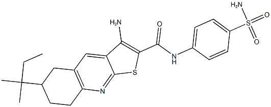 3-amino-N-[4-(aminosulfonyl)phenyl]-6-tert-pentyl-5,6,7,8-tetrahydrothieno[2,3-b]quinoline-2-carboxamide Struktur