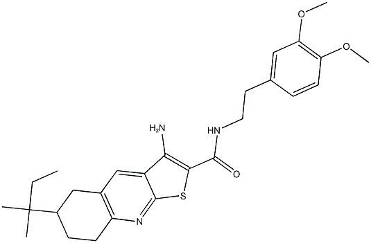 3-amino-N-[2-(3,4-dimethoxyphenyl)ethyl]-6-tert-pentyl-5,6,7,8-tetrahydrothieno[2,3-b]quinoline-2-carboxamide Struktur