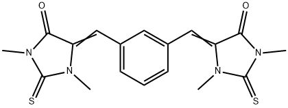 5-{3-[(1,3-dimethyl-5-oxo-2-thioxo-4-imidazolidinylidene)methyl]benzylidene}-1,3-dimethyl-2-thioxo-4-imidazolidinone Struktur