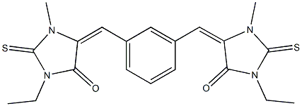 3-ethyl-5-{3-[(1-ethyl-3-methyl-5-oxo-2-thioxo-4-imidazolidinylidene)methyl]benzylidene}-1-methyl-2-thioxo-4-imidazolidinone Struktur