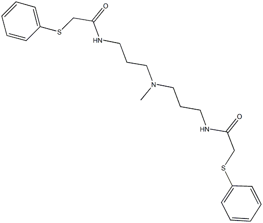 N-{3-[methyl(3-{[(phenylsulfanyl)acetyl]amino}propyl)amino]propyl}-2-(phenylsulfanyl)acetamide Struktur