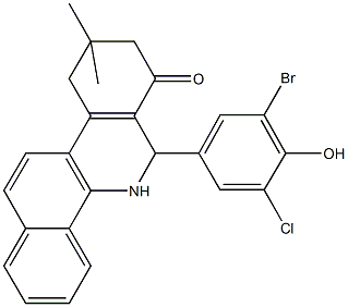 6-(3-bromo-5-chloro-4-hydroxyphenyl)-9,9-dimethyl-6,8,9,10-tetrahydrobenzo[c]phenanthridin-7(5H)-one Struktur