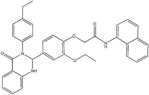 2-{2-ethoxy-4-[3-(4-ethylphenyl)-4-oxo-1,2,3,4-tetrahydro-2-quinazolinyl]phenoxy}-N-(1-naphthyl)acetamide Struktur