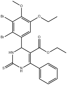 ethyl 4-(2,3-dibromo-5-ethoxy-4-methoxyphenyl)-6-phenyl-2-thioxo-1,2,3,4-tetrahydro-5-pyrimidinecarboxylate Struktur