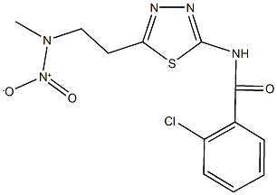 2-chloro-N-{5-[2-(2-hydroxy-1-methyl-2-oxidohydrazino)ethyl]-1,3,4-thiadiazol-2-yl}benzamide Struktur